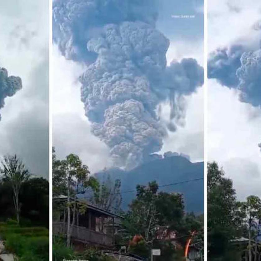 Videókon az indonéziai Marapi vulkán hatalmas kitörése