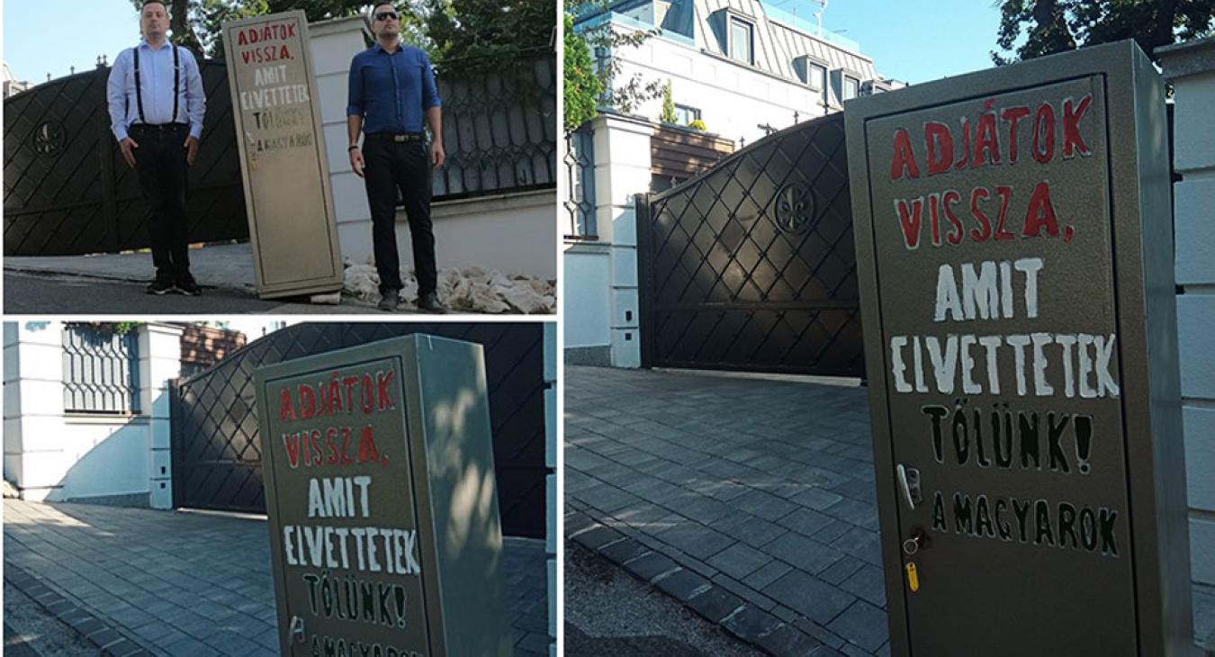 Páncélszekrényt állítottak Mészáros Lőrinc budai villája elé