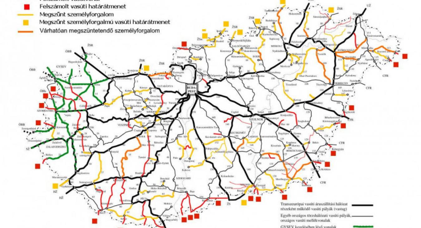 Térképre tették a vasútvonal-bezárásokat