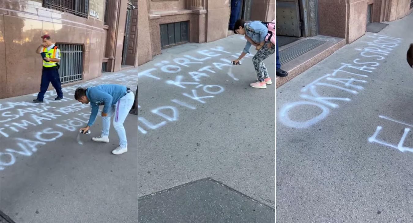 A munkahelye előtt üzentek Pintér Sándornak 