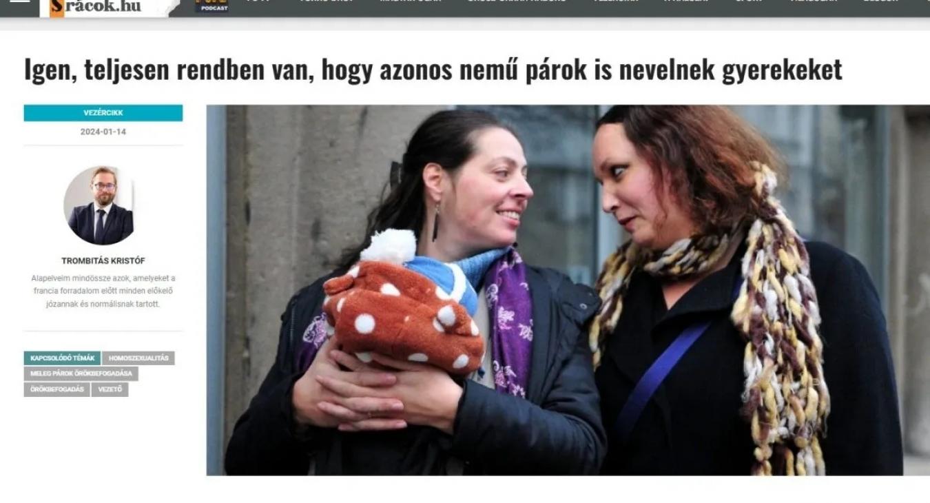 Törölte a PestiSrácok a melegek gyerekvállalási joga mellett kiálló, Trombitás Kristóf által írt vezércikket
