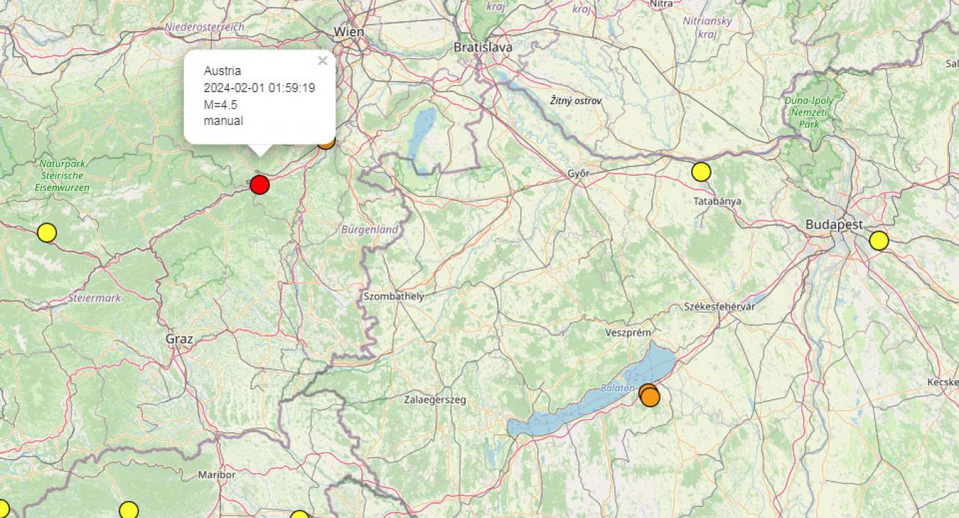 4,4-es erősségű földrengés volt Ausztriában