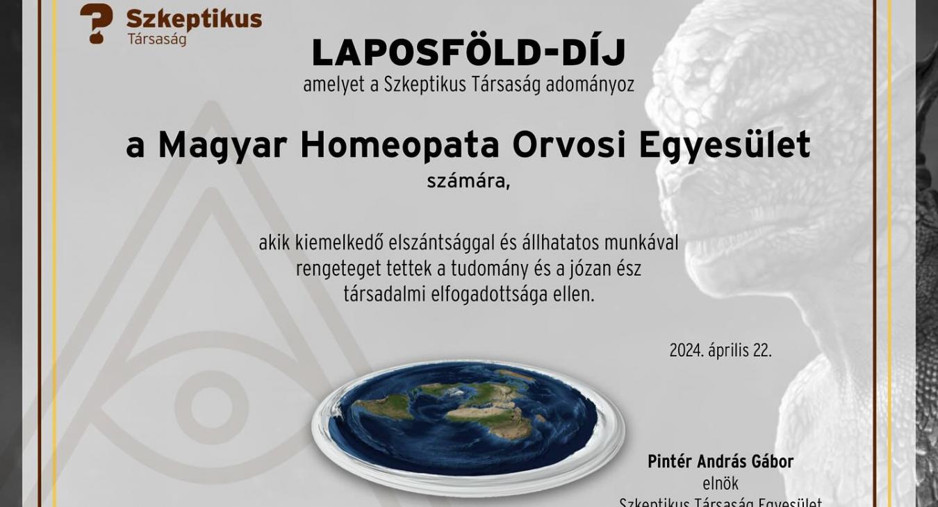 A Magyar Homeopata Orvosi Egyesület kapta az idei Laposföld-díjat
