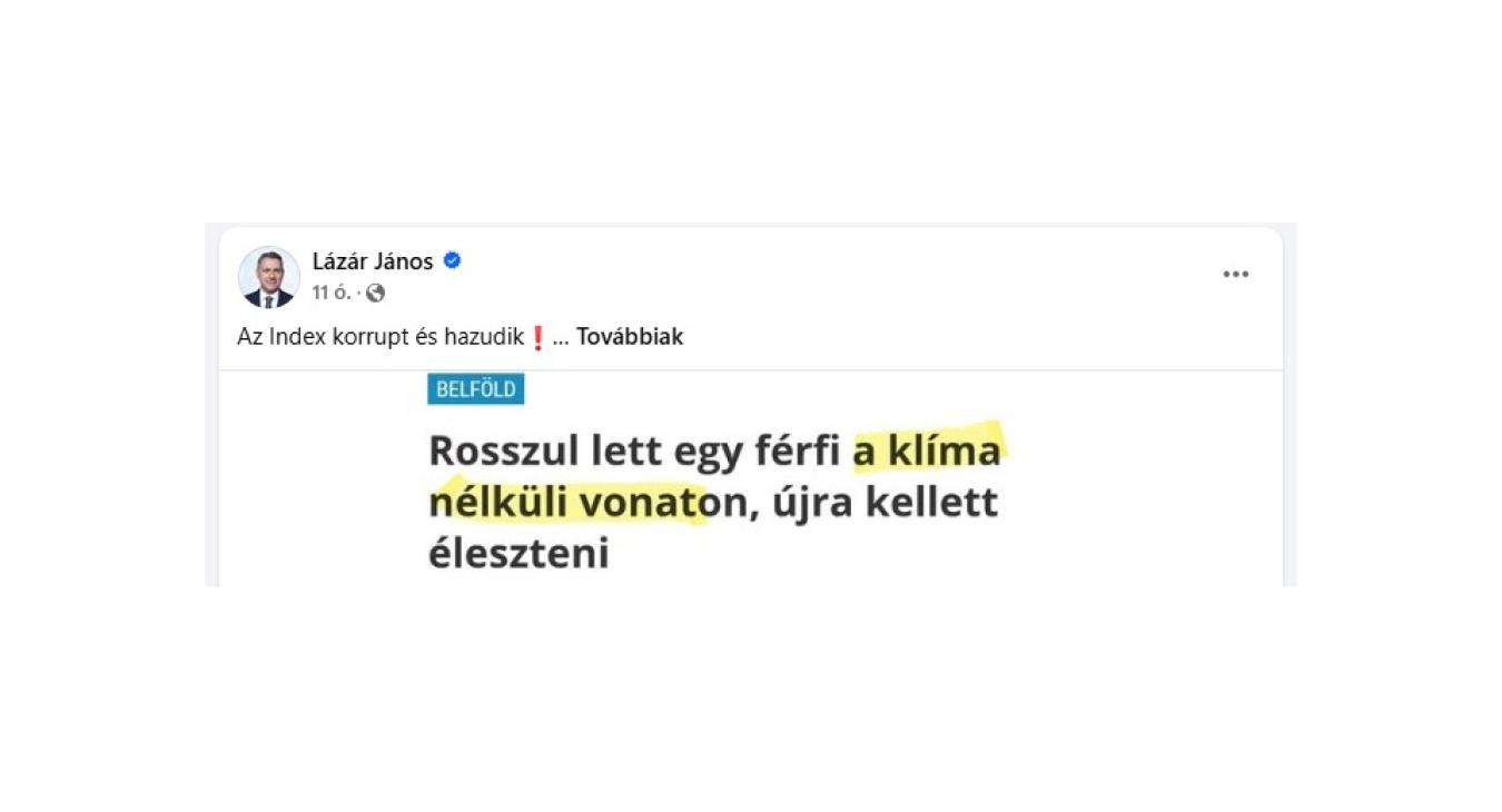 Nyilvános posztban ment neki Lázár a kormányközeli Indexnek 