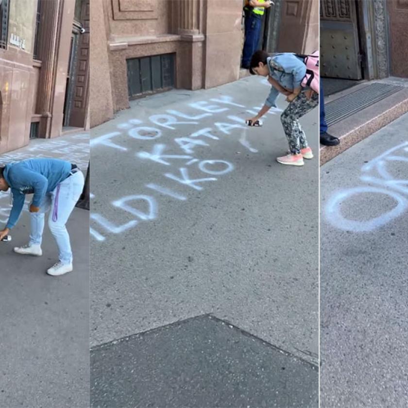 A munkahelye előtt üzentek Pintér Sándornak 