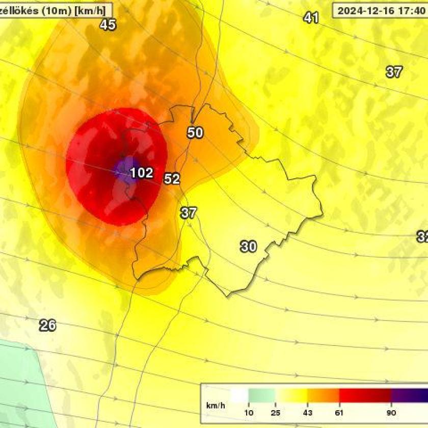 102 km/h: Ekkora szél még sosem volt a fővárosban